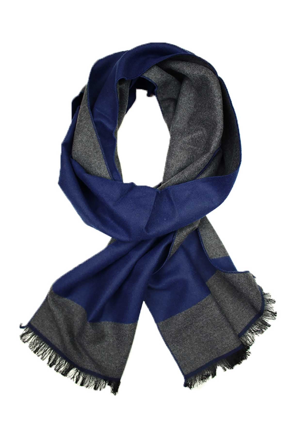 DIBI Solid Navy & Grey Trim Scarf