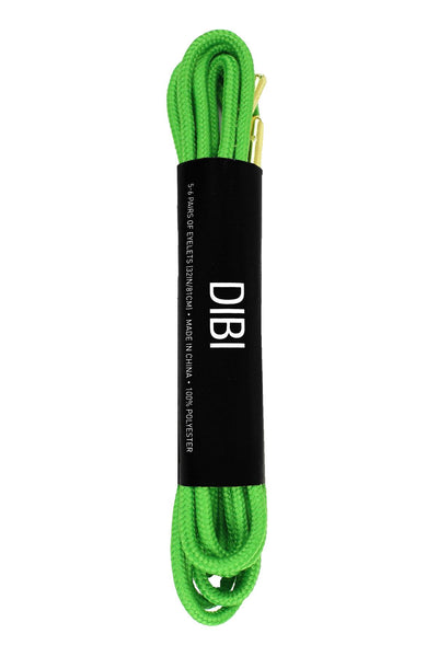 DIBI Solid True-Green Dress Shoelaces w/ Gold Aglets