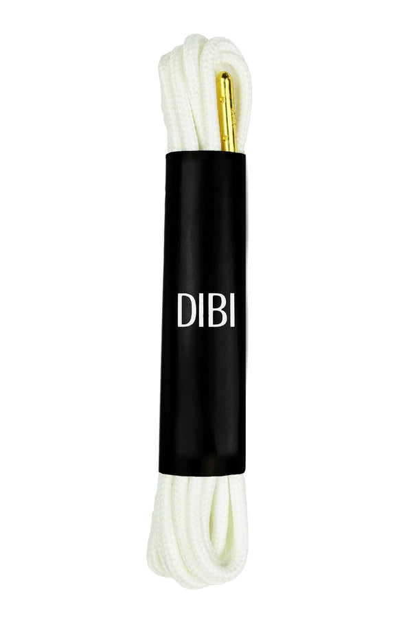 DIBI Solid-White Dress Shoelaces w/ Gold Aglets
