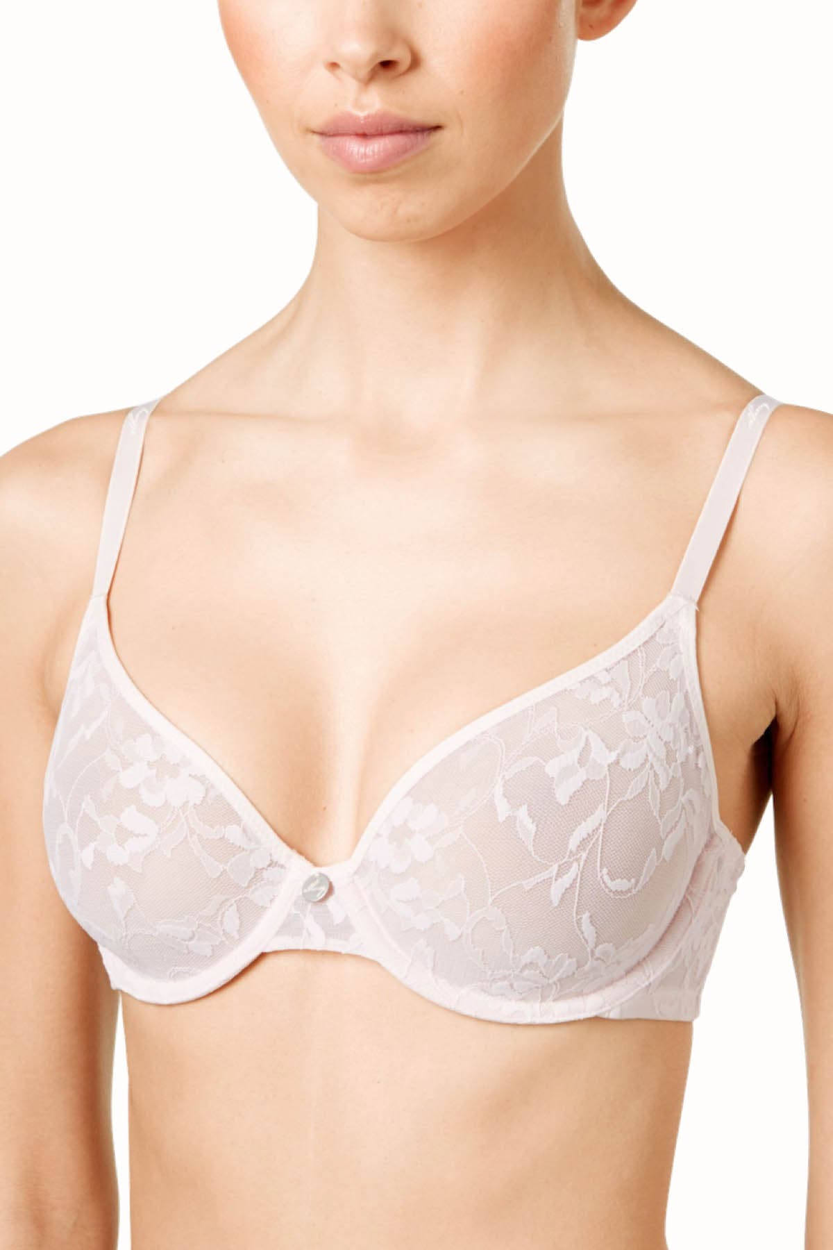 DKNY Ballet-Pink Unlined Lace Signature Bra