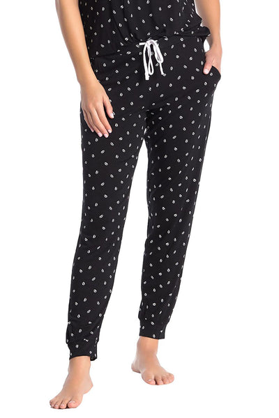 DKNY Black Allover Lips Printed Pajama Jogger Pant