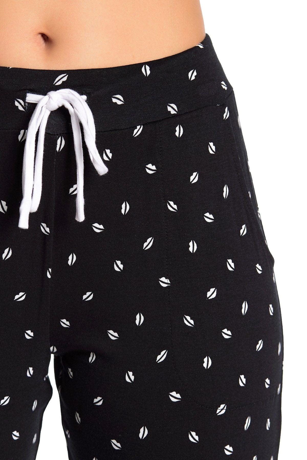 DKNY Black Allover Lips Printed Pajama Jogger Pant
