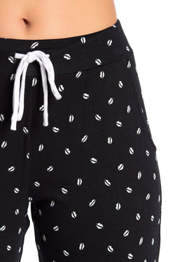 DKNY Black Allover Lips Printed Pajama Jogger Pant thumbnail 3
