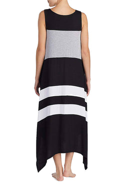 DKNY Black Asymmetrical-Hem Striped Maxi Lounge Dress thumbnail 3