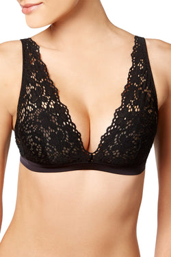 DKNY Black Classic Lace Sheer Bralette thumbnail 1