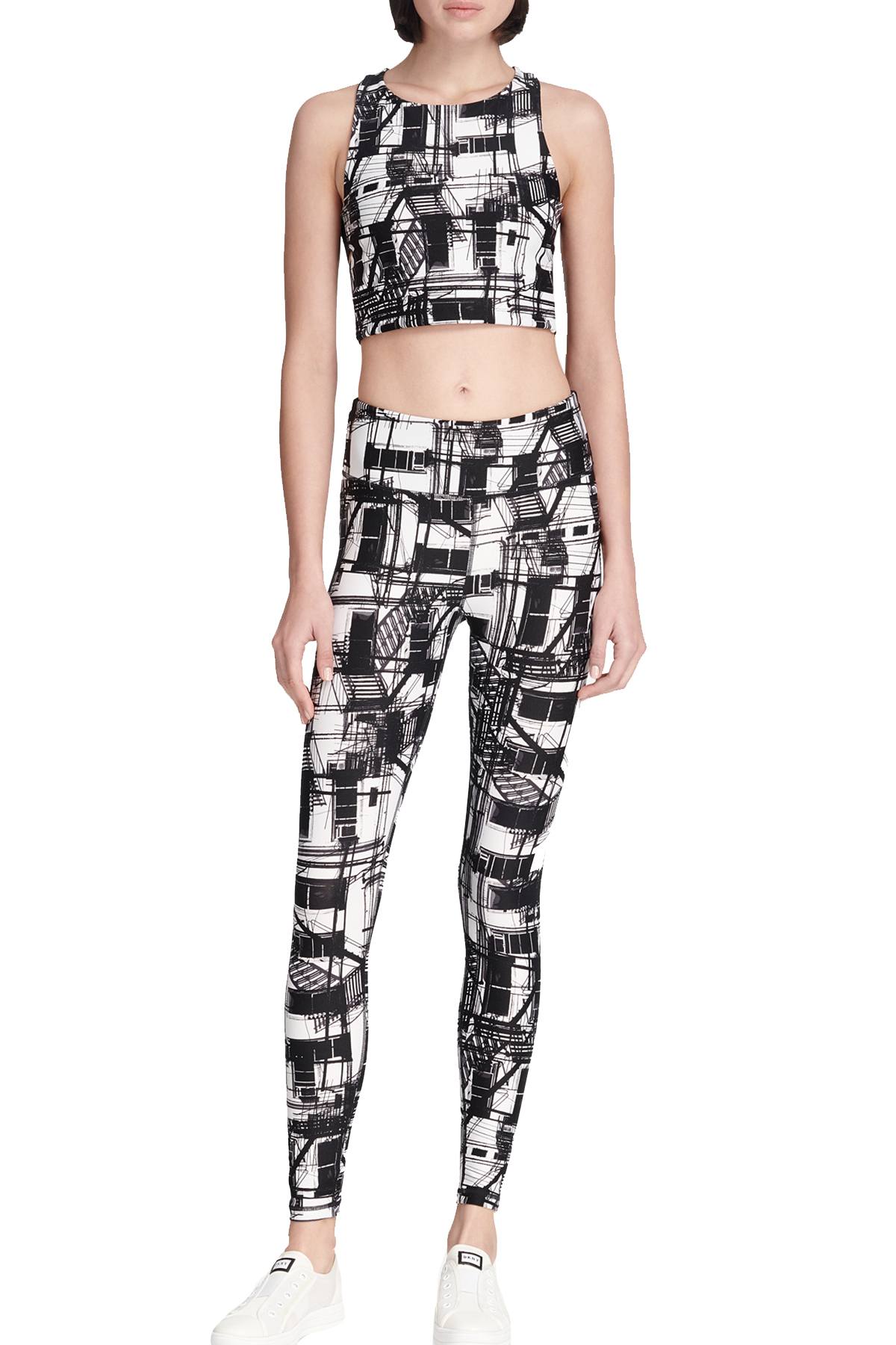 DKNY Black Combo Escape Printed Low Impact Racerback Sports Bra