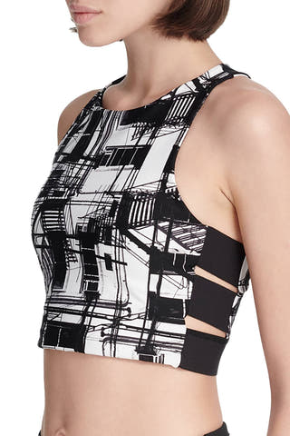 DKNY Black Combo Escape Printed Low Impact Racerback Sports Bra