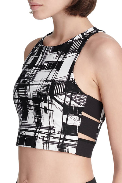 DKNY Black Combo Escape Printed Low Impact Racerback Sports Bra