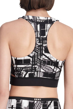 DKNY Black Combo Escape Printed Low Impact Racerback Sports Bra thumbnail 3