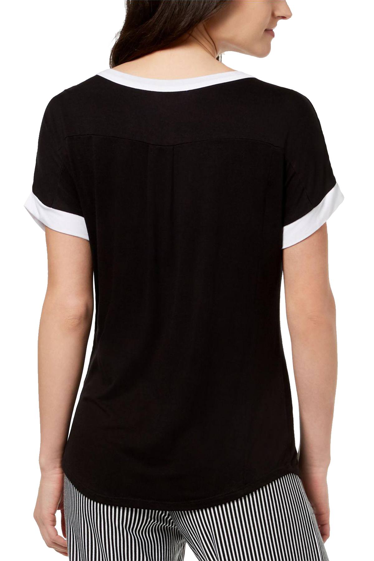 DKNY Black Contrast-Trim Lounge Tee