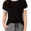 DKNY Black Contrast-Trim Lounge Tee