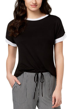 DKNY Black Contrast-Trim Lounge Tee thumbnail 1
