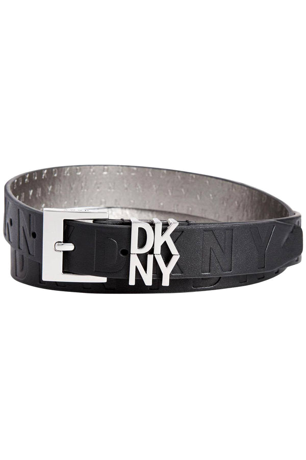 DKNY Black Embossed Logo Repeat Belt