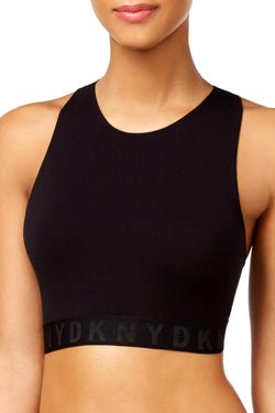 DKNY Black LiteWear Seamless Ribbed Crop Top Bralette thumbnail 2