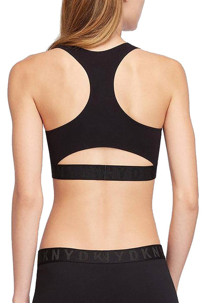 DKNY Black LiteWear Seamless Ribbed Crop Top Bralette