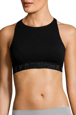 DKNY Black LiteWear Seamless Ribbed Crop Top Bralette thumbnail 3
