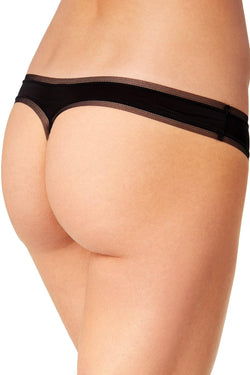 DKNY Black Litewear Low Rise Mesh Trim Thong thumbnail 2