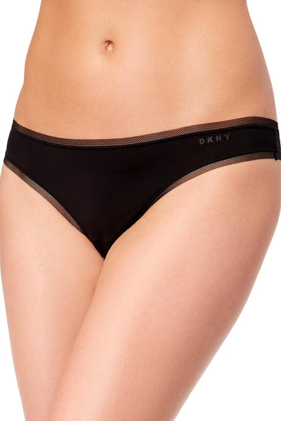 DKNY Black Litewear Low Rise Mesh Trim Thong