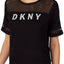 DKNY Black Logo Mesh Detail Lounge Top