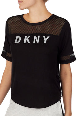 DKNY Black Logo Mesh Detail Lounge Top thumbnail 1