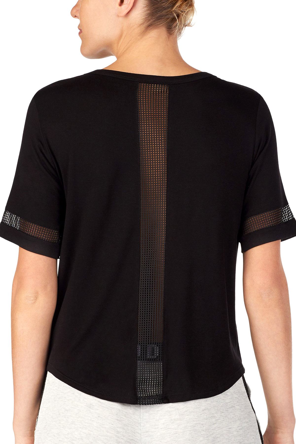 DKNY Black Logo Mesh Detail Lounge Top