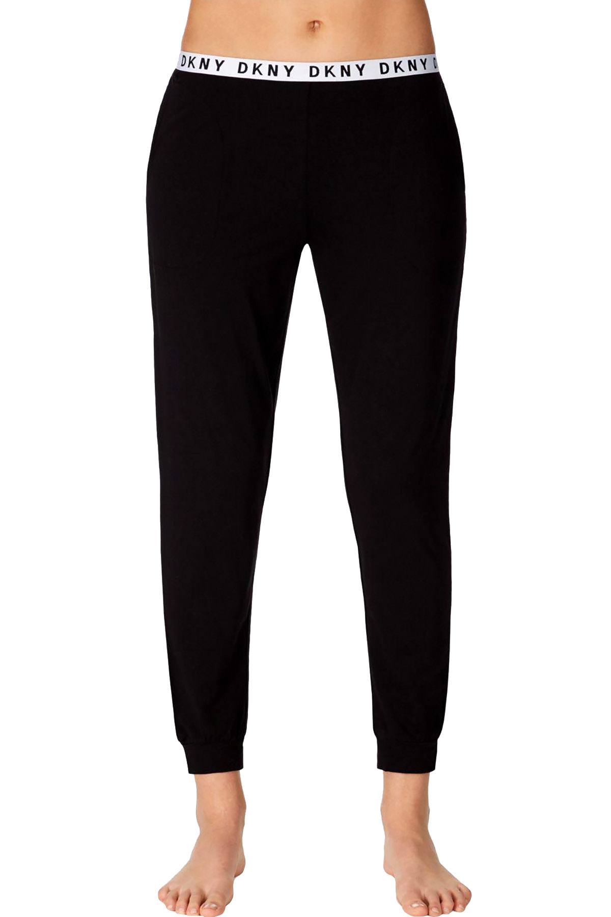 DKNY Black Logo-Waist Knit Jogger Lounge Pant
