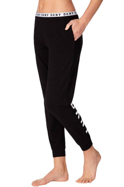 DKNY Black Logo-Waist Knit Jogger Lounge Pant thumbnail 1