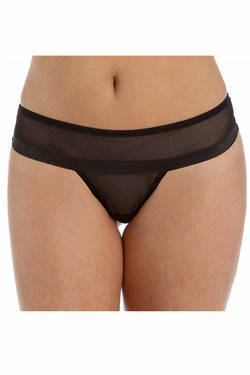 DKNY Black Mesh Tanga Thong thumbnail 1