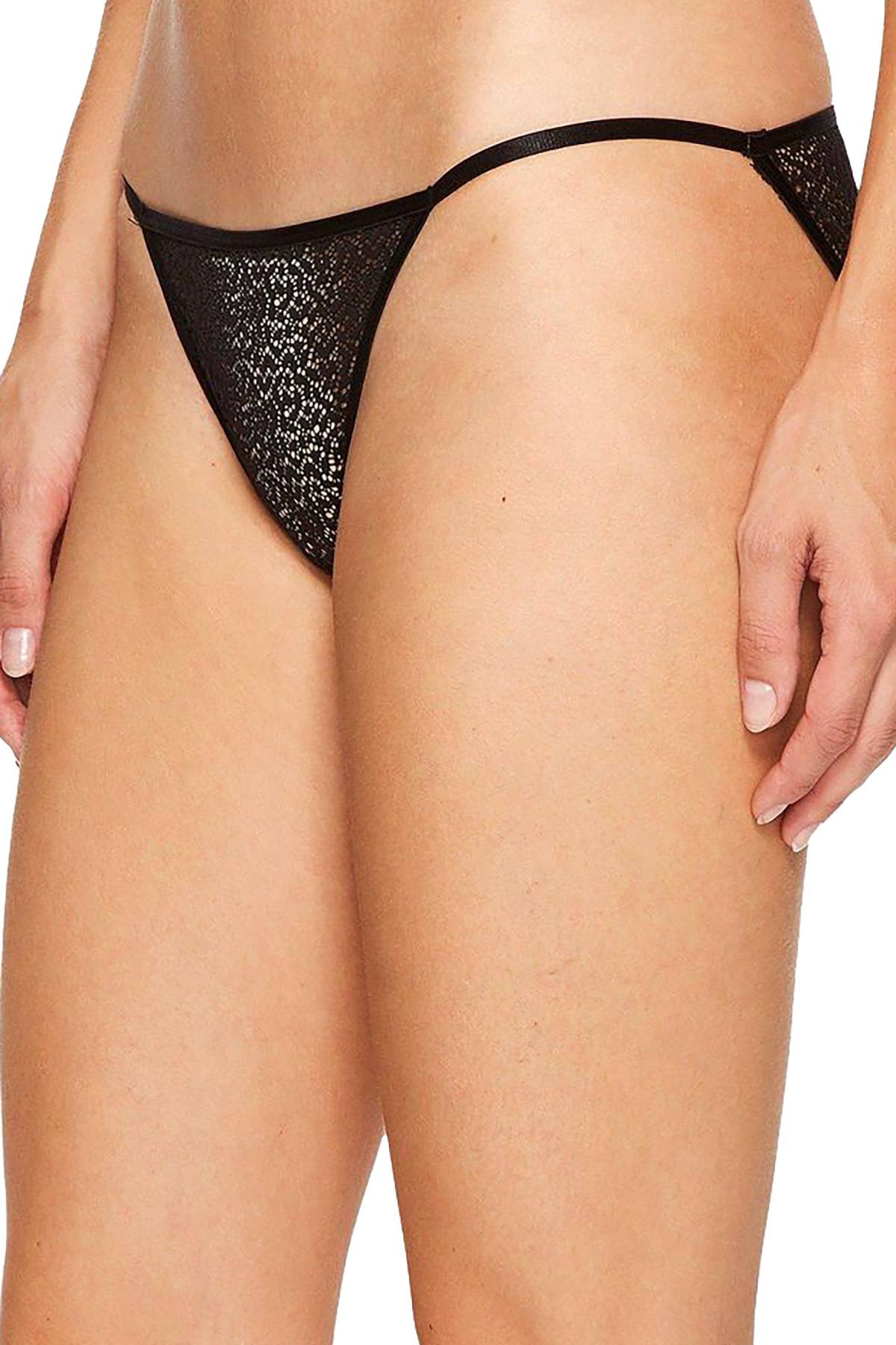 DKNY Black Modern Lace Sheer String Bikini Brief