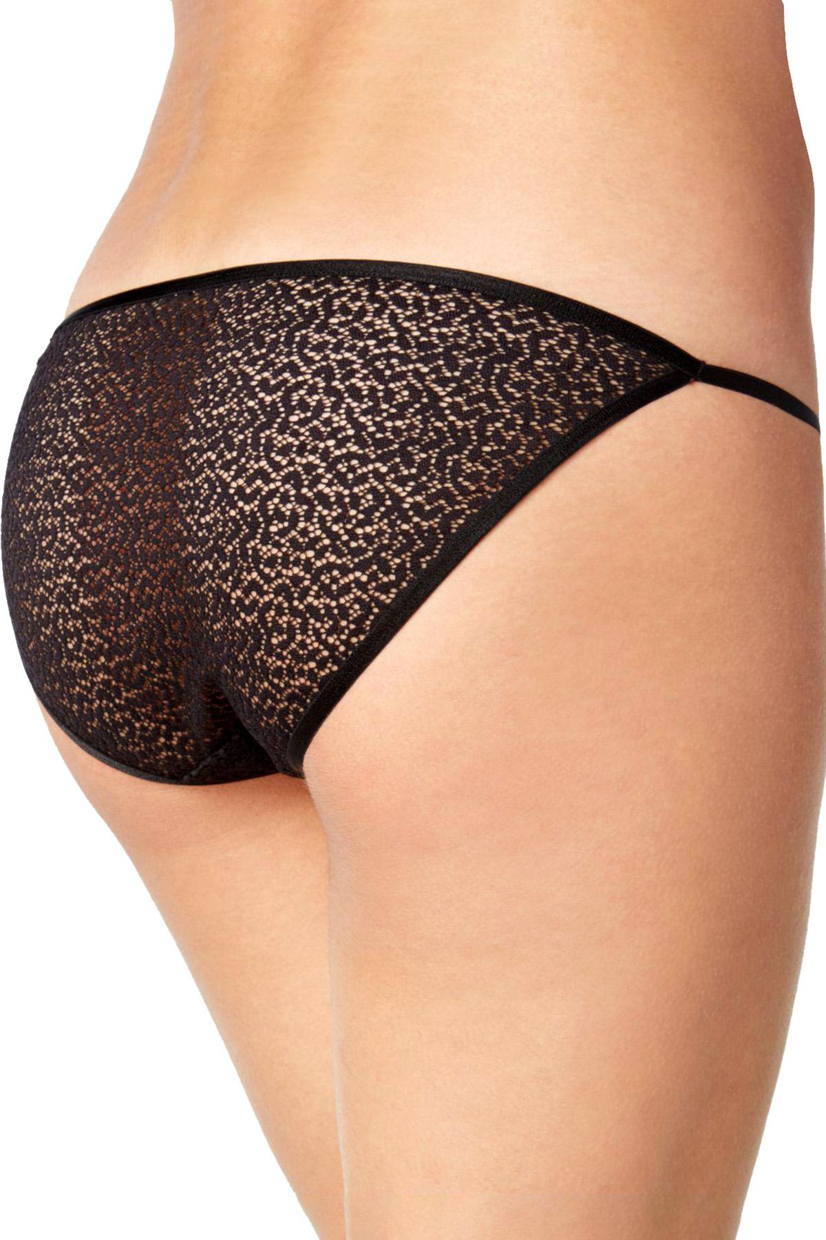 DKNY Black Modern Lace Sheer String Bikini Brief