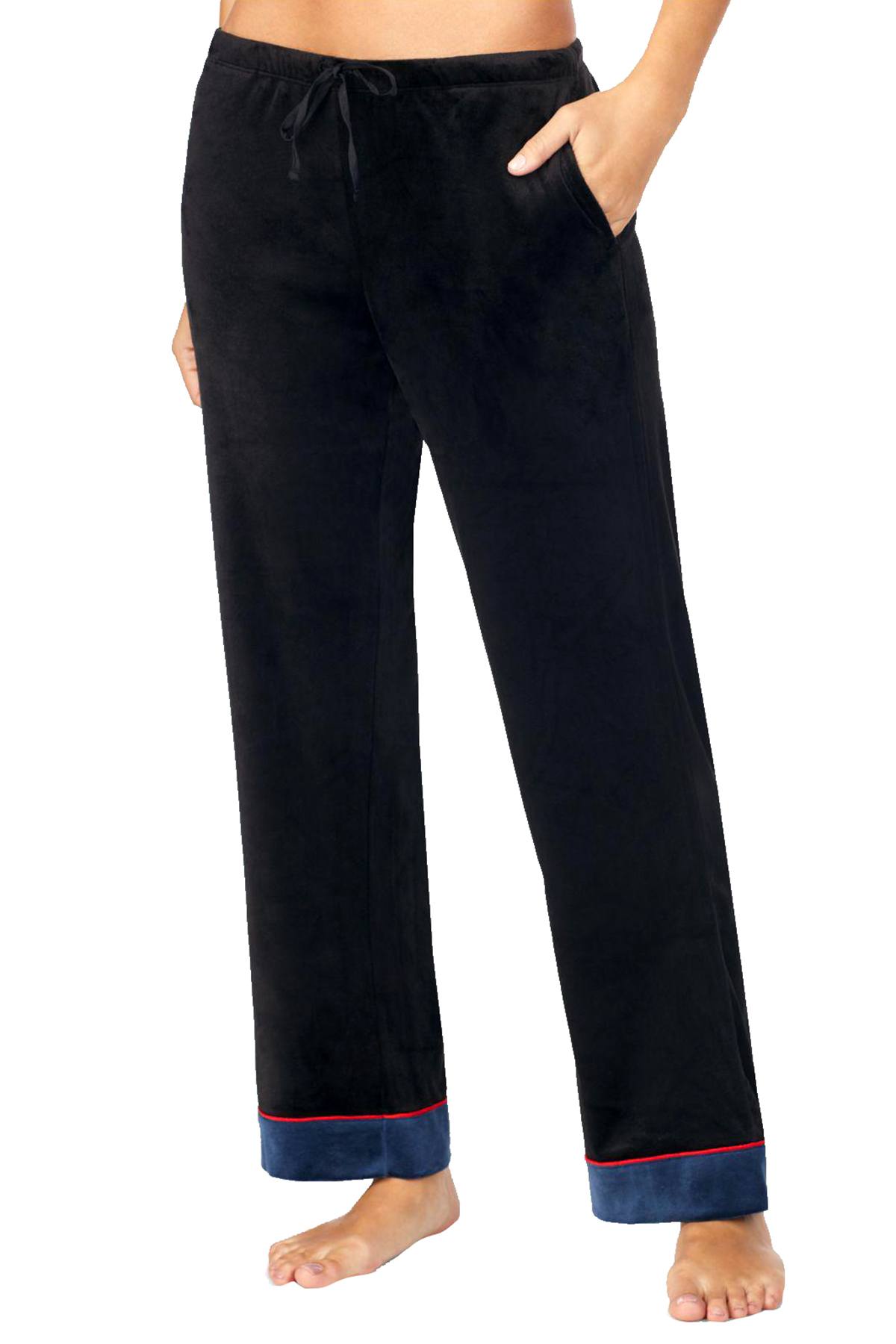 DKNY Black/Navy Velour Cuffed Pajama Pant