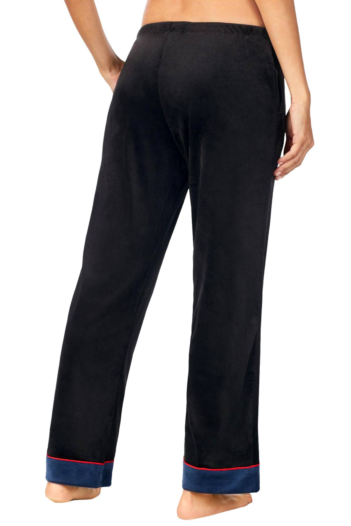 DKNY Black/Navy Velour Cuffed Pajama Pant