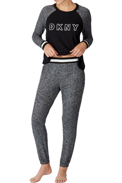 DKNY Black Novel Raglan Top / Jogger Pant Pajama Set thumbnail 2