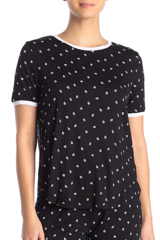 DKNY Black Read My Lips Printed Short Sleeve Pajama Top