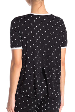 DKNY Black Read My Lips Printed Short Sleeve Pajama Top thumbnail 2