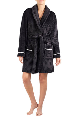DKNY Black Signature Plush Short Wrap Robe thumbnail 3