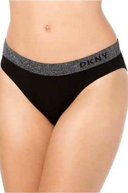 DKNY Black/Silver Sparkle Seamless Stretch Bikini Brief thumbnail 1