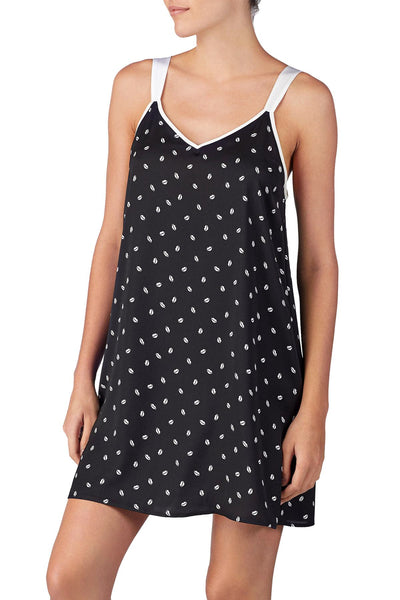 DKNY Black/White Allover Print Read My Lips Satin Chemise