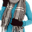 DKNY Black/White Houndstooth Metallic Weave Scarf