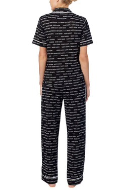DKNY Black/White Logo Contrast-Trim Knit Pajama Set thumbnail 3