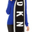 DKNY Black/White Striped Stadium Logo Scarf