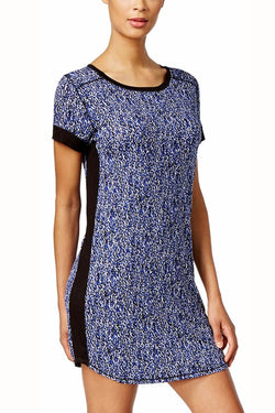 DKNY Blue/Black Short-Sleeve Printed Long PJ Sleep-Shirt thumbnail 3