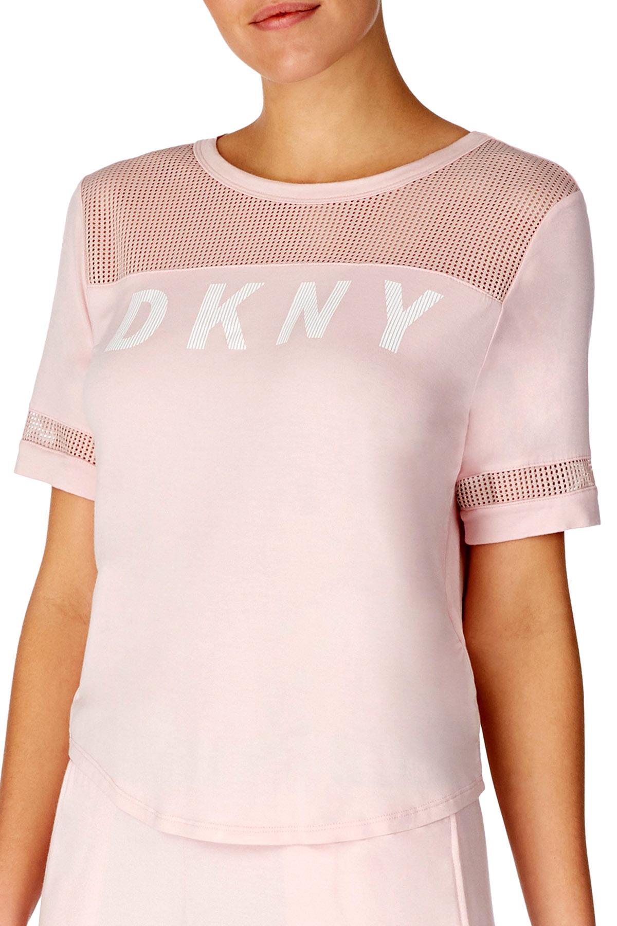 DKNY Blush Logo Mesh Detail Lounge Top