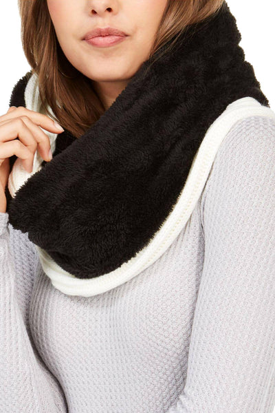 DKNY Cream Fleece Lined Knit Infinity Scarf