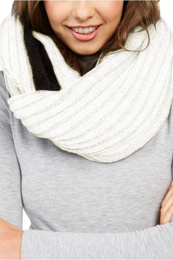 DKNY Cream Fleece Lined Knit Infinity Scarf thumbnail 2