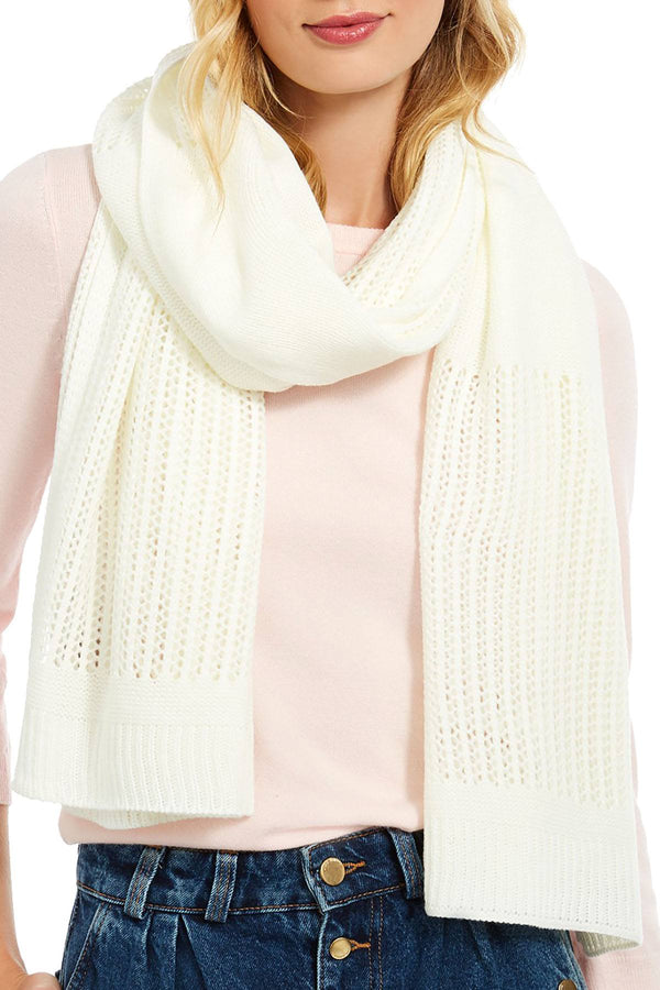 DKNY Cream Open Knit Blocked Scarf