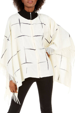 DKNY Cream Zip Front Ombre Twist Ruana thumbnail 1
