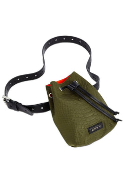 DKNY Drawstring Pouch Belt Bag in Green/Orange thumbnail 1