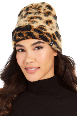 DKNY Fuzzy Leopard Print Beanie thumbnail 3