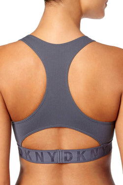 DKNY Graphite LiteWear Seamless Ribbed Crop Top Bralette thumbnail 2